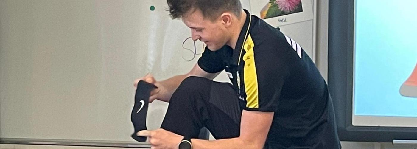 Voller Körpereinsatz bei der Präsentation